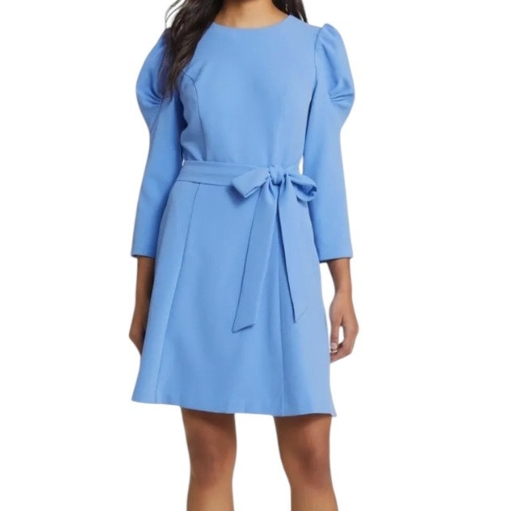 Eliza J Dress tie belt A-line blue size 14